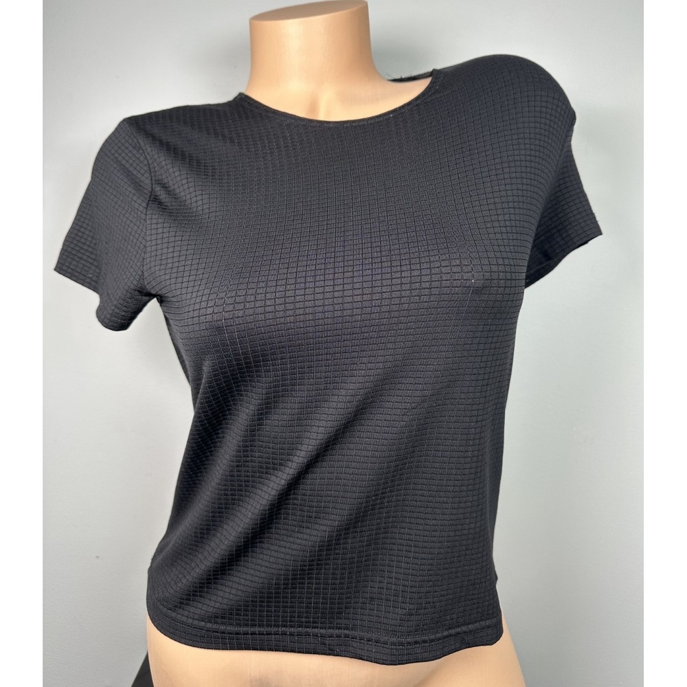 Vintage DKNY Medium Womens Top Tee Black Stretch Short Sleeve 90s Grunge Shirt